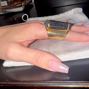 Black Tourmaline Crystal Ring